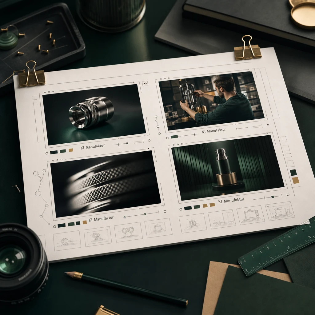 KI-generiertes Video Storyboard für Produktspot